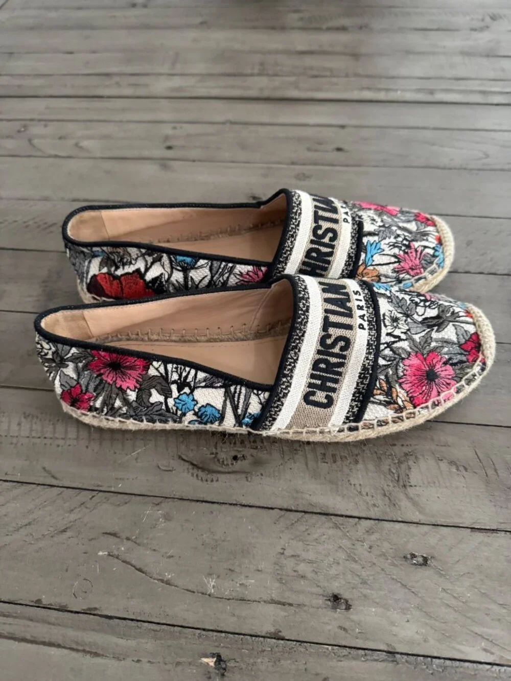 Christian Dior Granville Canvas Jardin d'Hiver Mille Fleurs Espadrille Flats 39